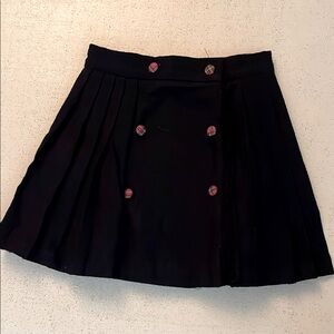 Girl’s Danjean Navy Pleated Skirt with Button Accents